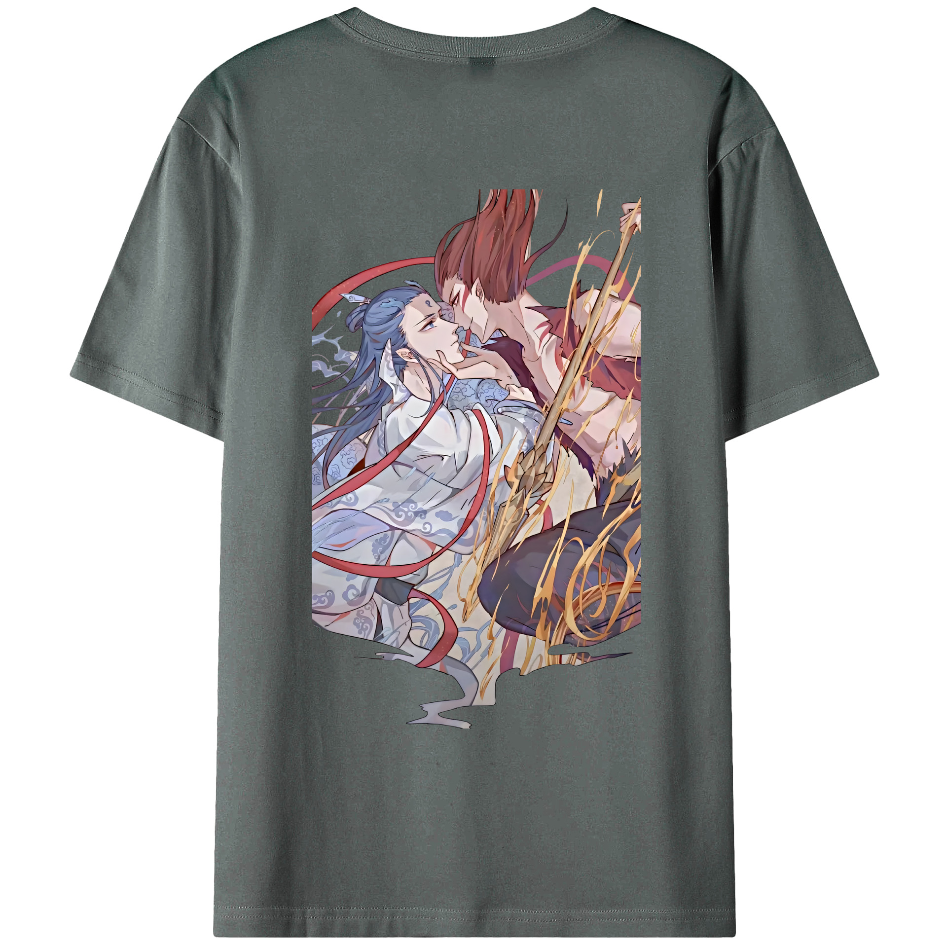（画像用） Ne Zha 2 ナタ 魔童の大暴れ 綿100％ メンズ半袖Tシャツ（バックプリント） 通気性